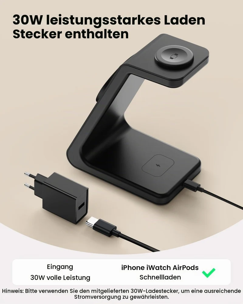 GEEKERA 3-in-1 Ladestation mit MagSafe, Qi2-zertifiziert 15W Schnell Induktive Ladegerät für iPhone