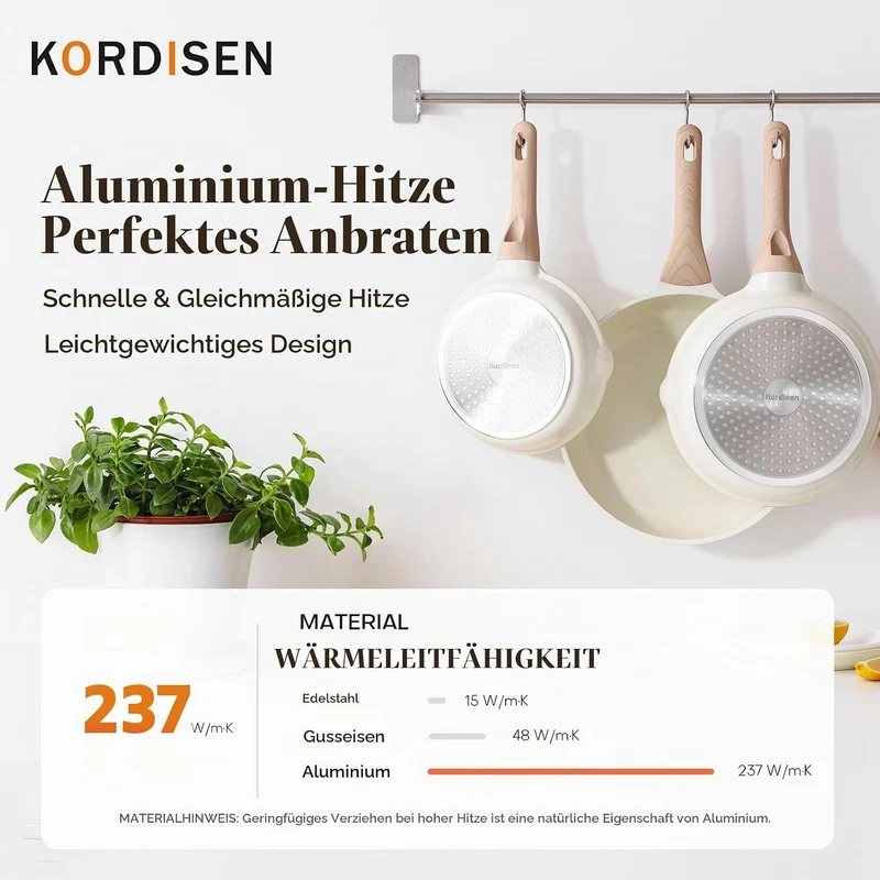 Kordisen 32 cm Keramik Bratpfanne mit Deckel, Antihaft Keramik Pfanne Induktion, Gesund und Ungiftig