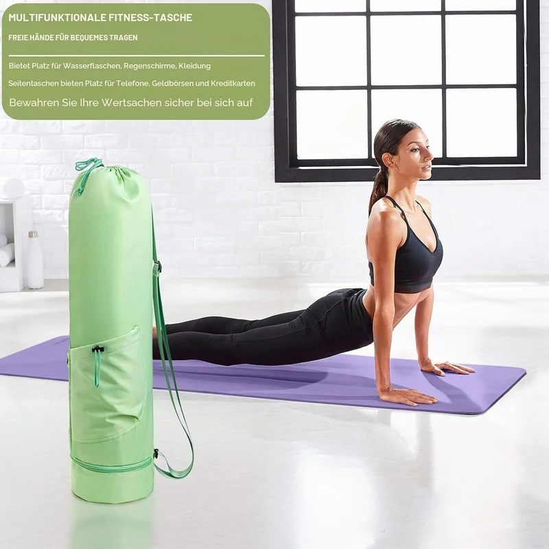 Yogatasche mit Nassfach und Flaschentasche, Sporttasche Damen Verstellbarer Schultergurt Yogamatte T