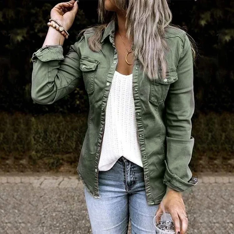 Jeansjacke für Damen, Übergrösse, Denim-Jacke mit Taschen, Sommer-Strickjacken, lang, Damen-Sportjac
