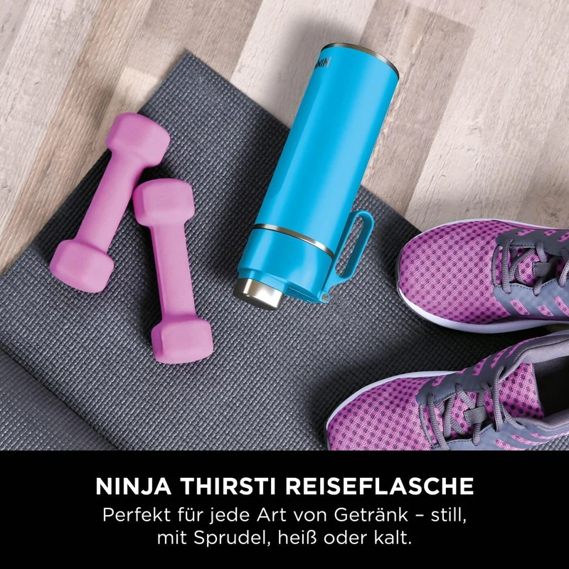 Ninja Thirsti Wasserflasche, Thermobecher to go, 700ml, auslaufsicherer Deckel, für kohlensäurehalti