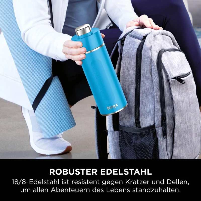 Ninja Thirsti Wasserflasche, Thermobecher to go, 700ml, auslaufsicherer Deckel, für kohlensäurehalti