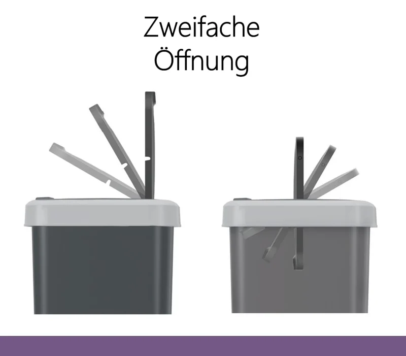 Plana FLIP BIN Mülltonne - mit Öffnung in 2 richtungen - Mülleimer Küche - Abfalleimer Küche mit Dec