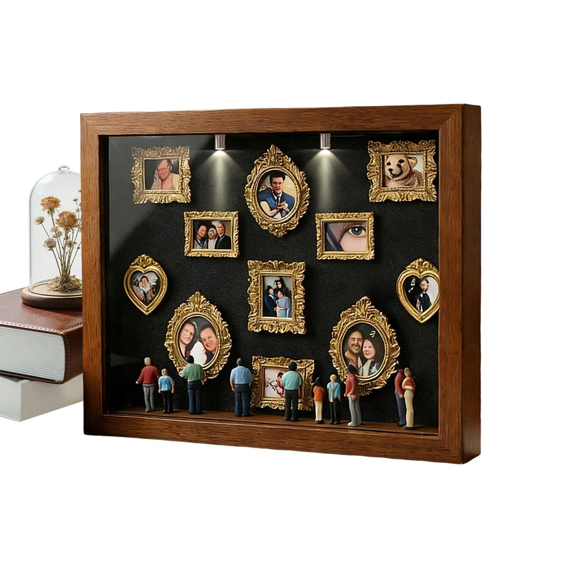 Mini Museum DIY, Mini Figuren Menschen Museum, Rahmen Figuren, Holz Fotorahmen Mit Licht, Für Jubilä