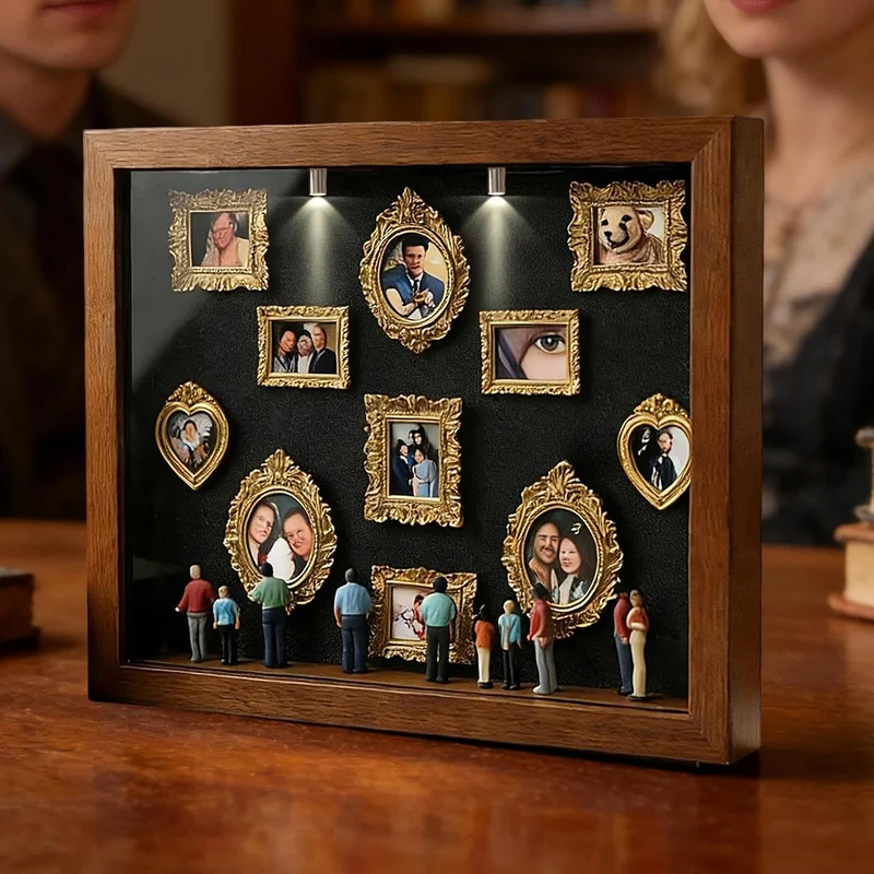 Mini Museum DIY, Mini Figuren Menschen Museum, Rahmen Figuren, Holz Fotorahmen Mit Licht, Für Jubilä