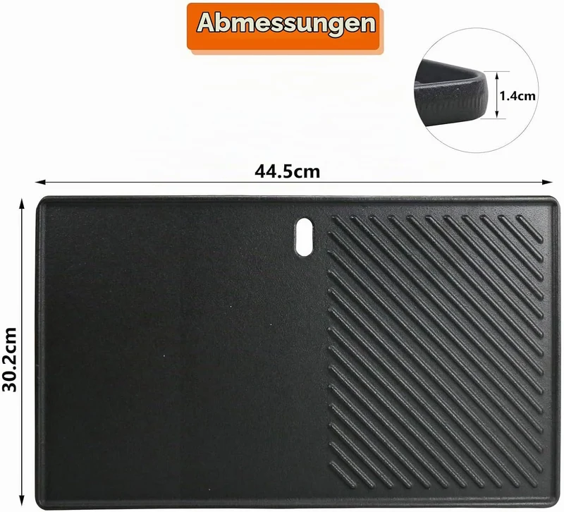 Denmay 7638 44,5 x 30cm Grillplatte Gusseisen für Weber I & II Spirit E/S 310, 320, 330, Spirit E-31