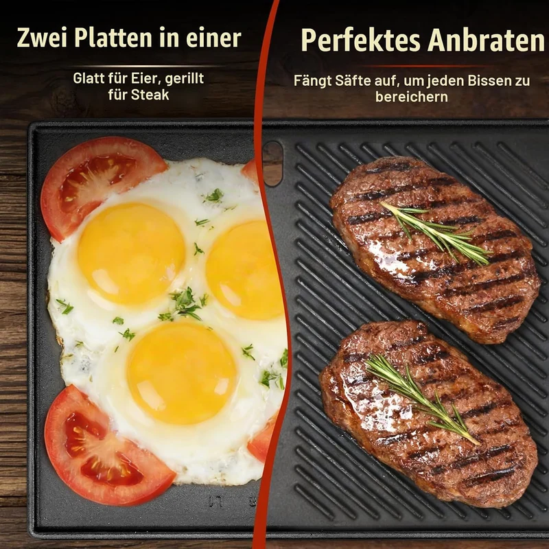 Denmay 7638 44,5 x 30cm Grillplatte Gusseisen für Weber I & II Spirit E/S 310, 320, 330, Spirit E-31