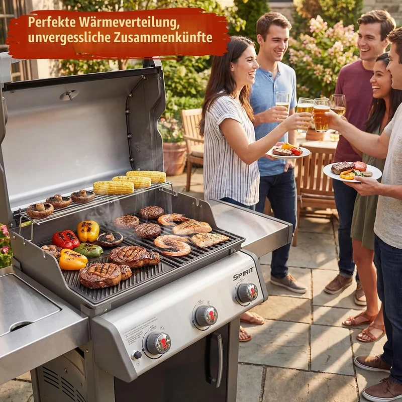 Denmay 7638 44,5 x 30cm Grillplatte Gusseisen für Weber I & II Spirit E/S 310, 320, 330, Spirit E-31