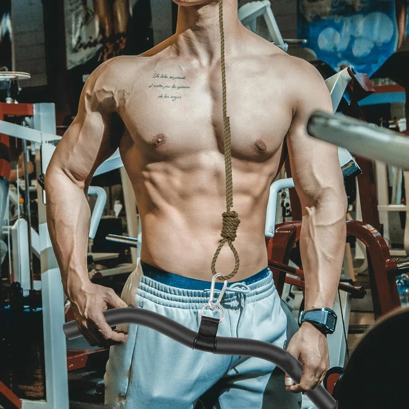 Homoyoyo Latzug Stange aus Stahl mit Ergonomischem Bogengriff Kabelzug Zubehör für Bizeps und Rücken