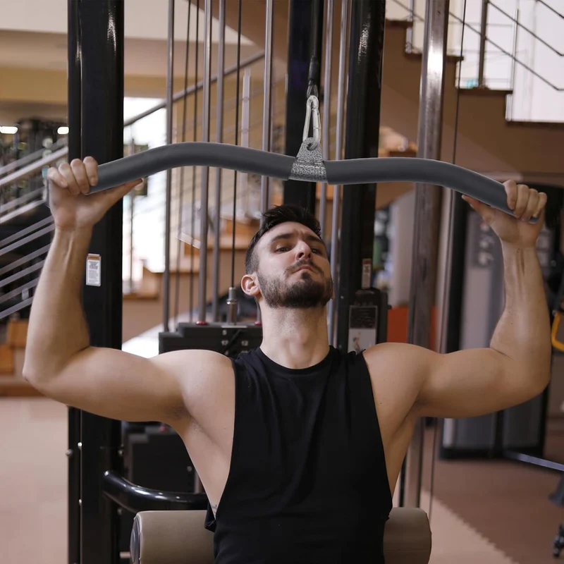 Homoyoyo Latzug Stange aus Stahl mit Ergonomischem Bogengriff Kabelzug Zubehör für Bizeps und Rücken