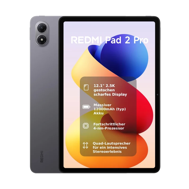 XIAOMI REDMI Pad 2 Pro, 8+256GB, 12,1" 2,5K 120Hz Display, Riesiger 12.000mAh (typ) Akku, 4nm Prozes