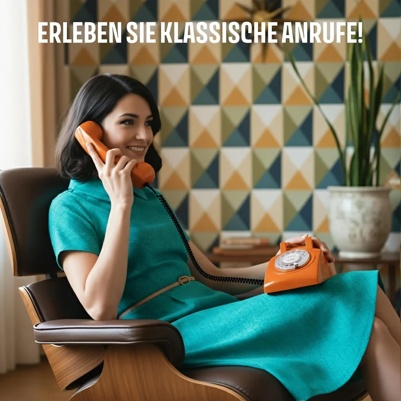 Opis Technology 60s Cable Retro Telefon mit Wählscheibe – Klassisches Festnetztelefon, mechanische M