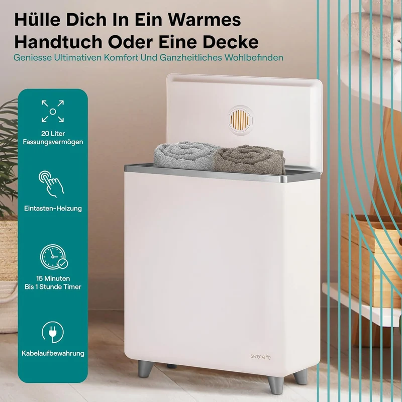 SereneLife Handtuchtrockner Elektrisch SIlber – 50kg Kapazität, Energiesparend & Sicher, Towel Warme