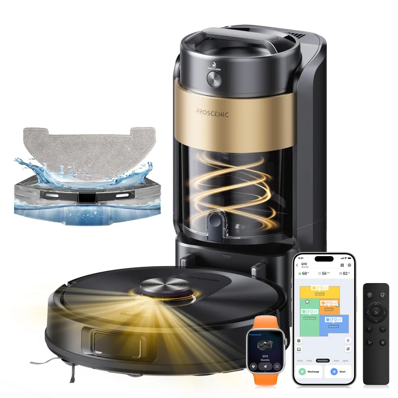 Proscenic Q20Plus Saugroboter mit Wischfunktion, 10000Pa 200min Staubsauger Roboter mit Beutellose E