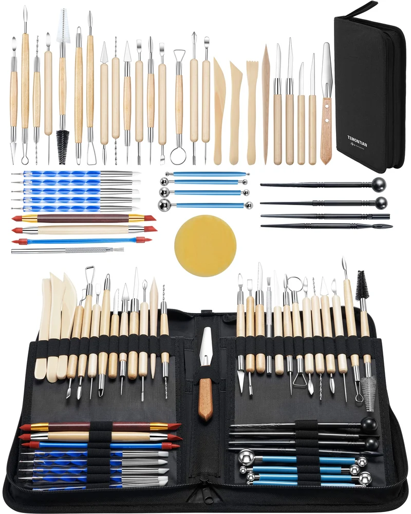 Töpfer-Ton-Modellierwerkzeuge, 44 Doppelseitige Professionelles Tonwerkzeug Töpferwerkzeug-Set mit T