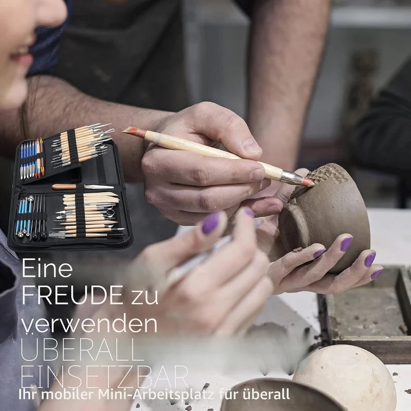 Töpfer-Ton-Modellierwerkzeuge, 44 Doppelseitige Professionelles Tonwerkzeug Töpferwerkzeug-Set mit T