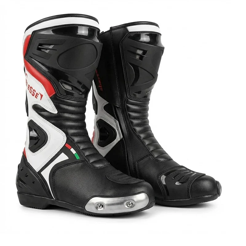 BS MOTO - Motorradstiefel Pista Sport Racing, aus Leder, professionell, atmungsaktiv 39 EU Schwarz R