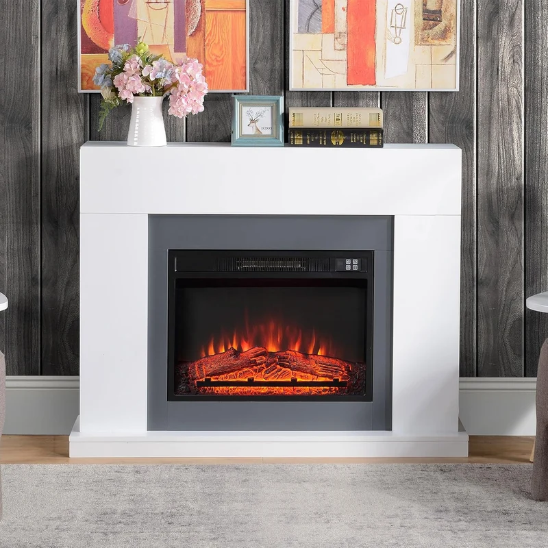 HOMCOM Elektrokamin mit Heizung, elektrischer Kamin mit LED Flammeneffekt und 3 Helligkeiten 2000W D