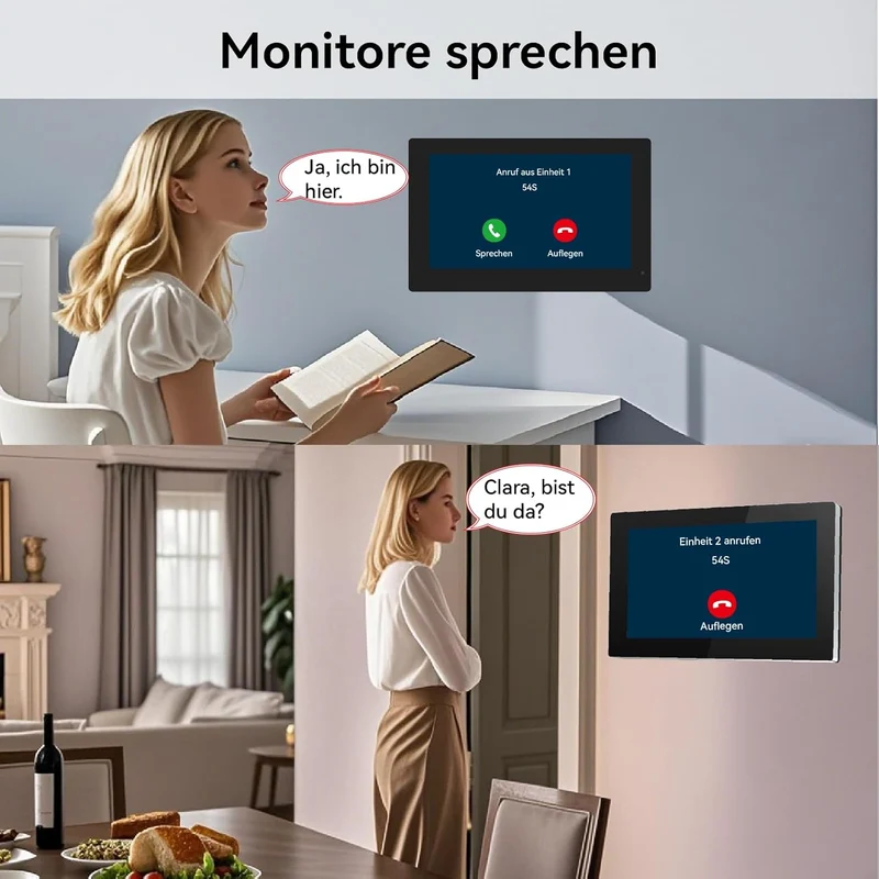 Video Türsprechanlage 2-Draht für 2 Familienhaus, 2X 7 Zoll Monitor & App - Smarte Video Türklingel