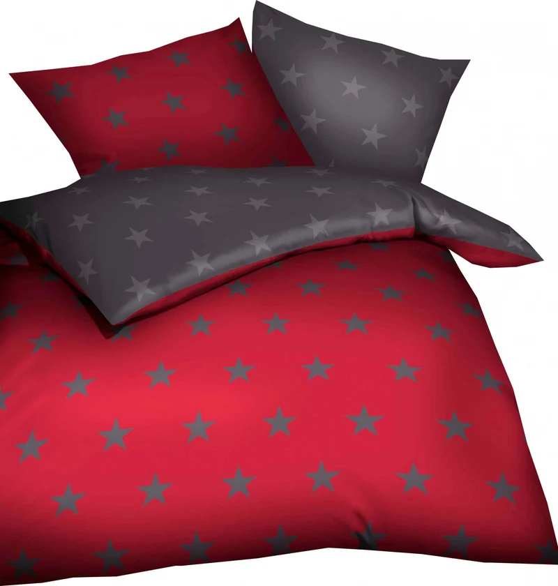 KAEPPEL Feinbiber-Bettwäsche Stars, 2-tlg. rubin, 155X220 CM Rubin 155X220 CM, Rubin 155X220 CM