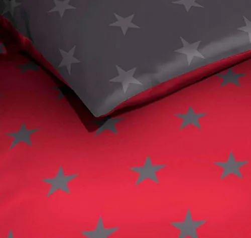 KAEPPEL Feinbiber-Bettwäsche Stars, 2-tlg. rubin, 155X220 CM Rubin 155X220 CM, Rubin 155X220 CM