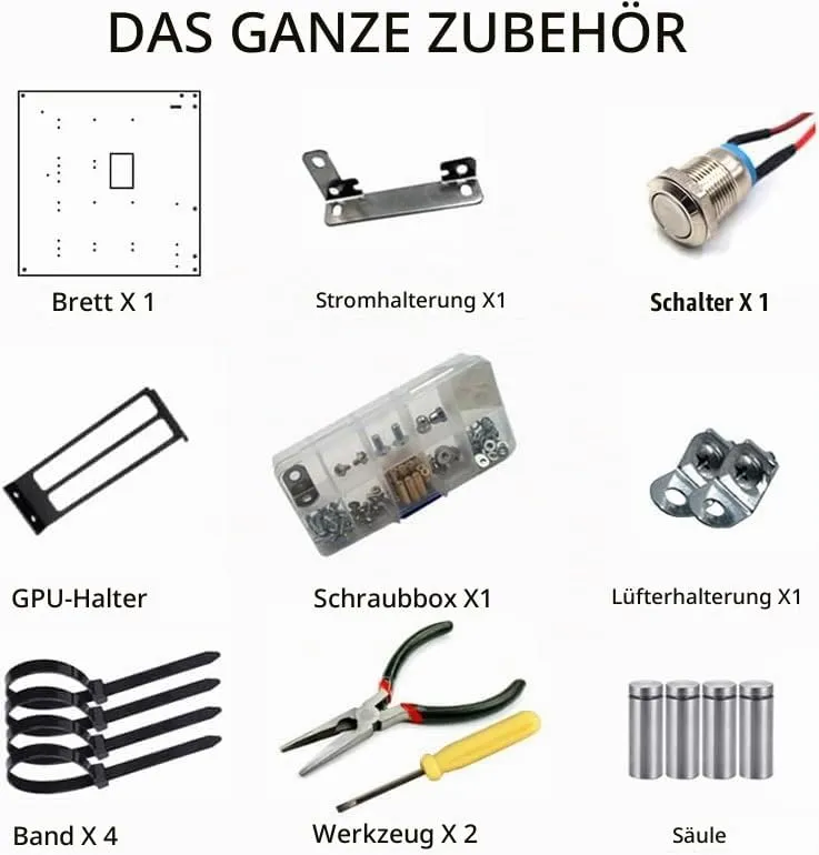 Individualisierbares Open Frame-PC-Gehäuse aus Acryl für ITX Motherboards - Gaming- und Testbank-Rac