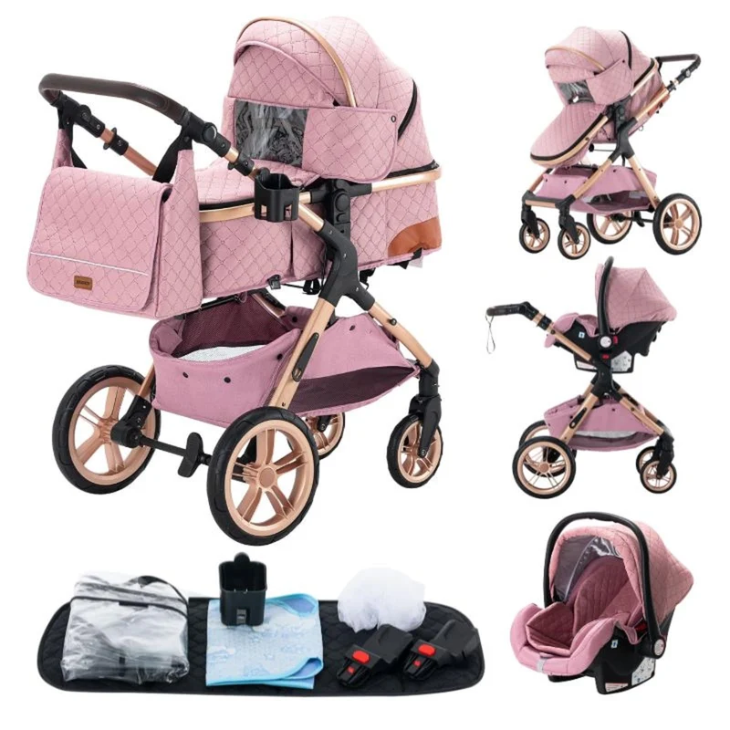 GLOKID Kinderwagen 3 in 1,Reisesysteme, Buggy mit Umkehrbarem Zwei-Wege-Schub,Babywanne Buggy&Sports