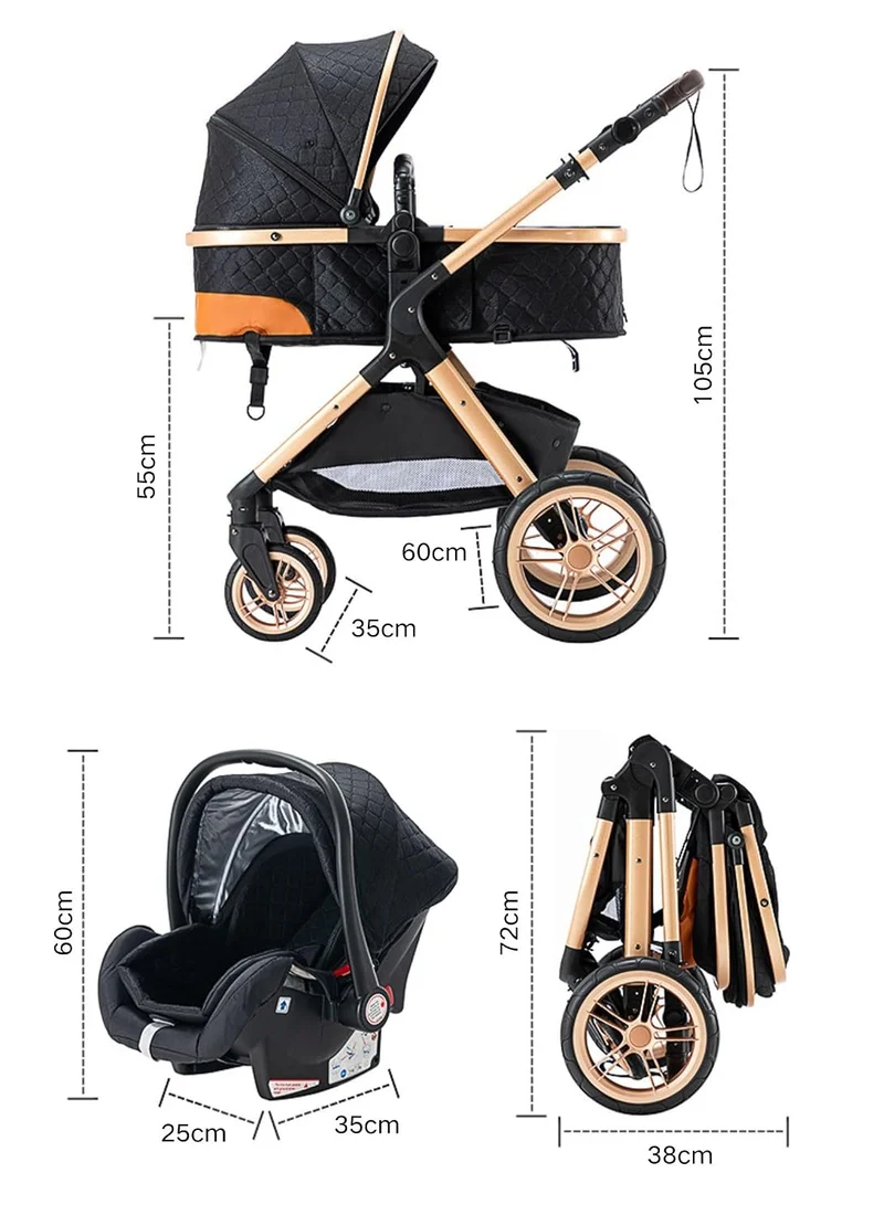 GLOKID Kinderwagen 3 in 1,Reisesysteme, Buggy mit Umkehrbarem Zwei-Wege-Schub,Babywanne Buggy&Sports