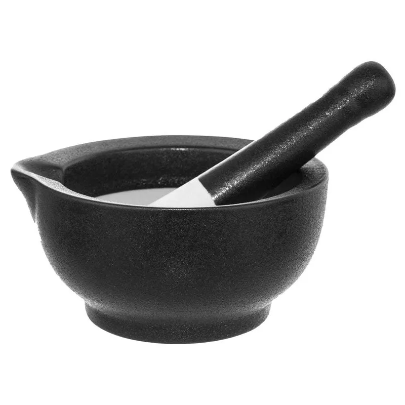 ORION GROUP Premium Mörser mit Stössel | Ø 12 cm | aus schwarzes Porzellan (Schwarz)