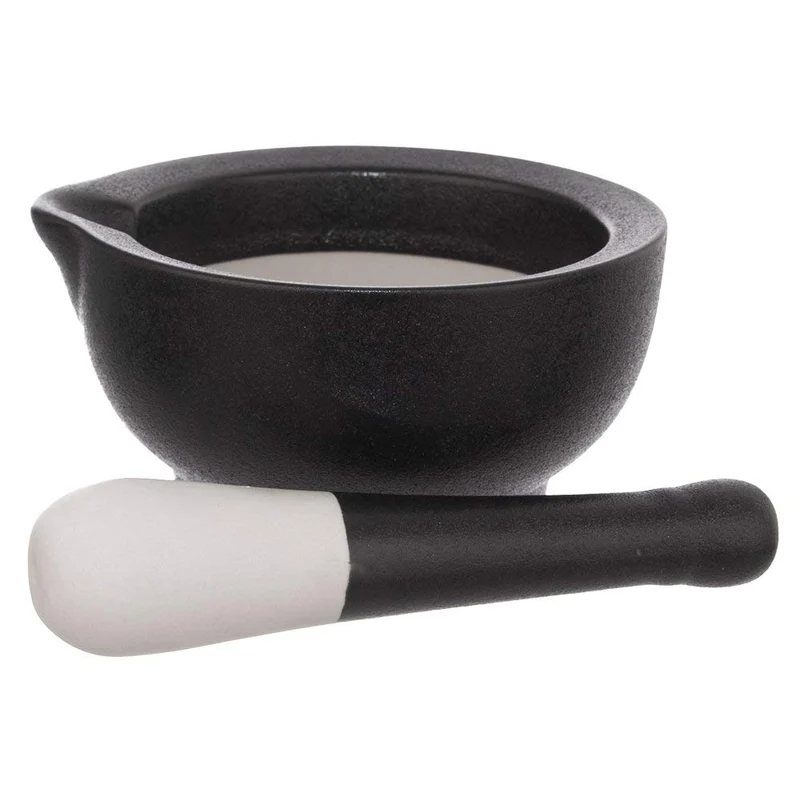 ORION GROUP Premium Mörser mit Stössel | Ø 12 cm | aus schwarzes Porzellan (Schwarz)