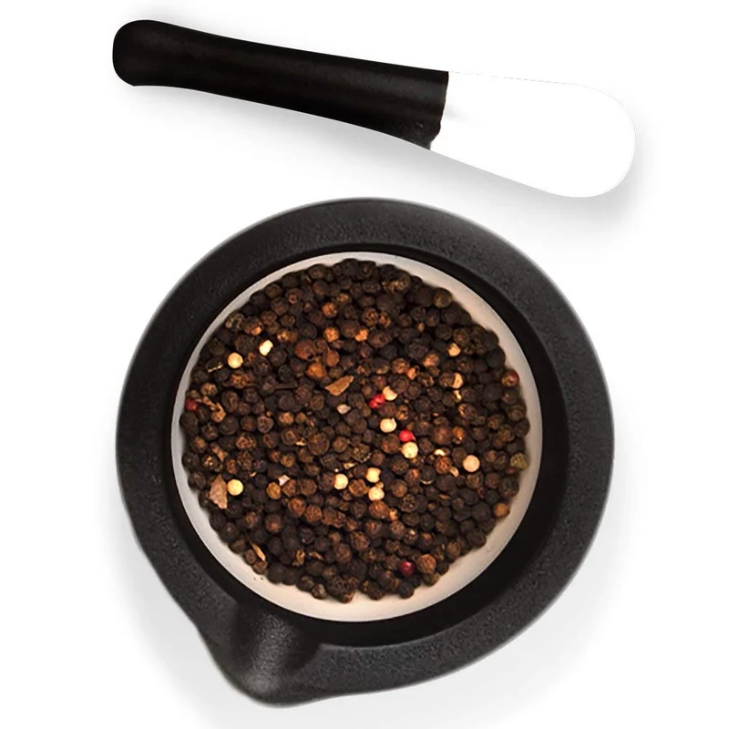 ORION GROUP Premium Mörser mit Stössel | Ø 12 cm | aus schwarzes Porzellan (Schwarz)