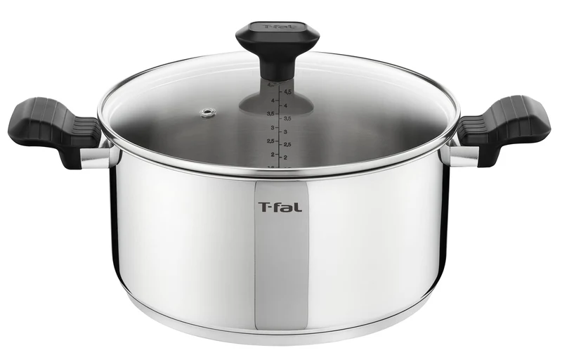 Tefal Comfort Max Kochtopf 24 cm + Glasdeckel, Induktion, hochwertiger Edelstahl, thermoisolierte Gr