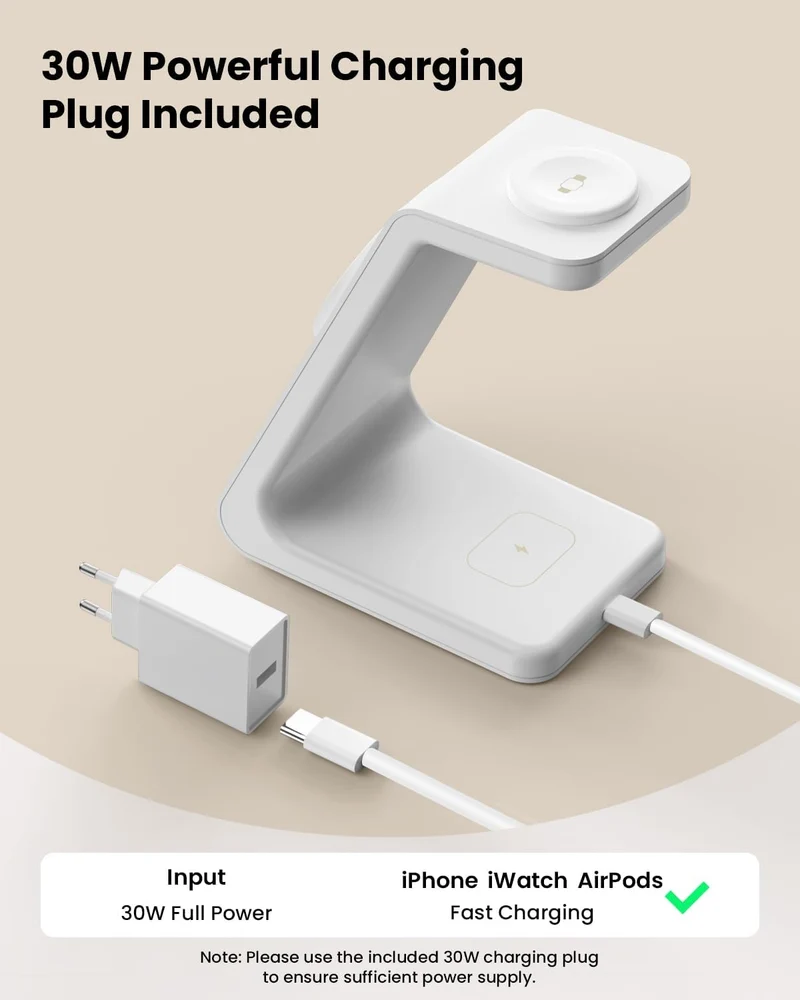 GEEKERA 3-in-1 Ladestation mit MagSafe, Qi2-zertifiziert 15W Schnell Induktive Ladegerät für iPhone