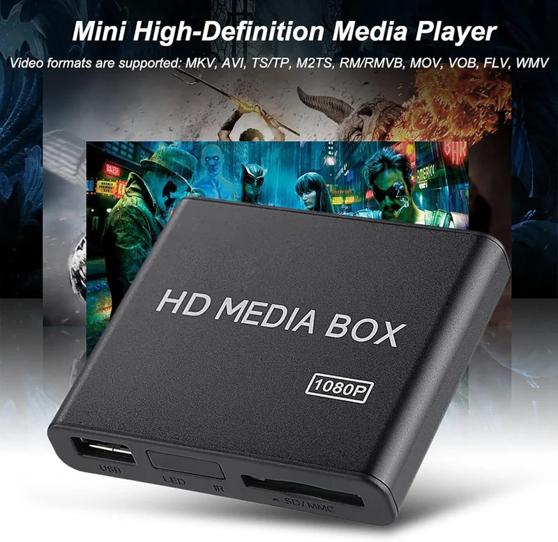 Full HD Media Player 1080P Box, Unterstützt RMVB MP3 USB AVI MKV, Kleine Grösse, Schönes Aussehen, U