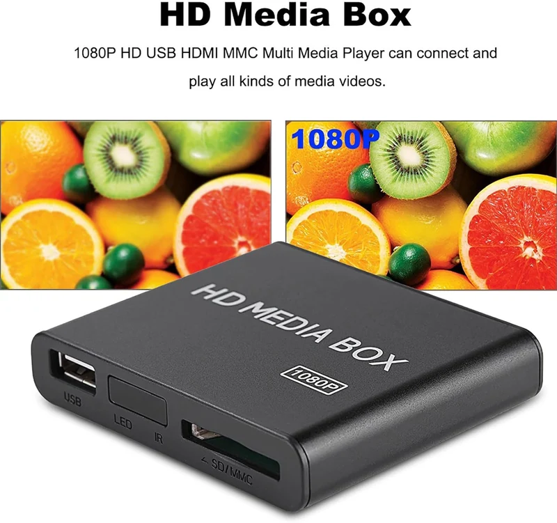 Full HD Media Player 1080P Box, Unterstützt RMVB MP3 USB AVI MKV, Kleine Grösse, Schönes Aussehen, U
