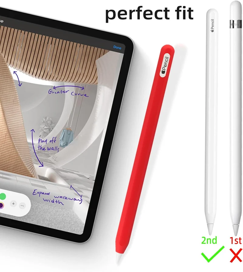 Ultradünne Silikonhülle, kompatibel mit Apple Pencil 2nd Gen, Schutzhülle aus Silikon für iPad Pro 1