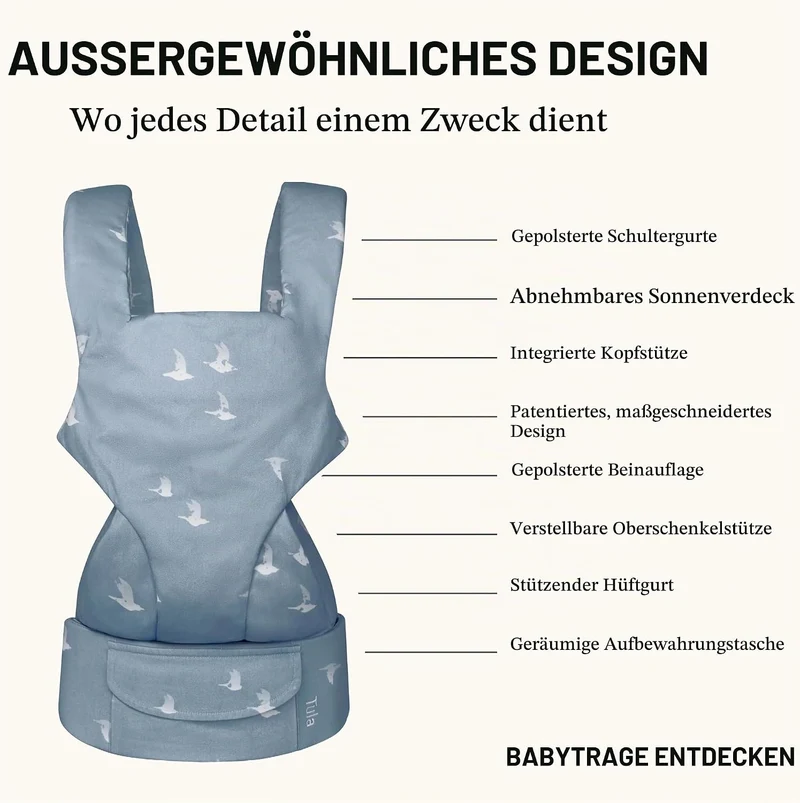 Tula Explore Babytrage für Neugeborene ab Geburt, 3-in-1 Baby-Tragetasche Bauchtrage Rückentrage Erg