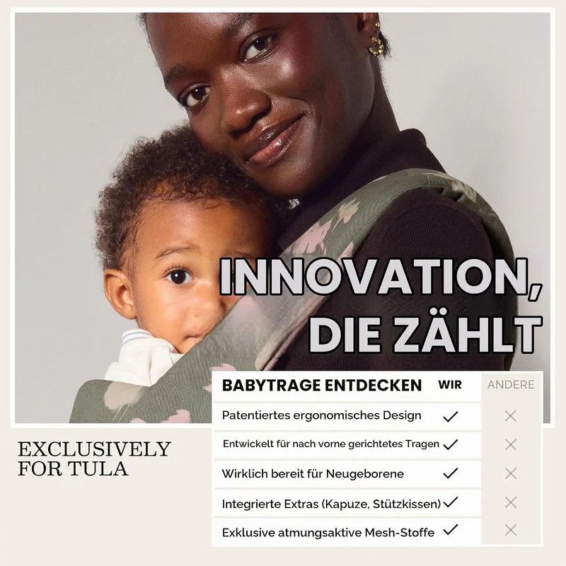 Tula Explore Babytrage für Neugeborene ab Geburt, 3-in-1 Baby-Tragetasche Bauchtrage Rückentrage Erg