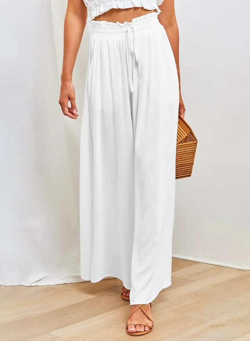 Dokotoo Sommerhose Damen Leicht Palazzo Hose Elegant Sommer High Waist Baggy Leinenhose Freizeithose