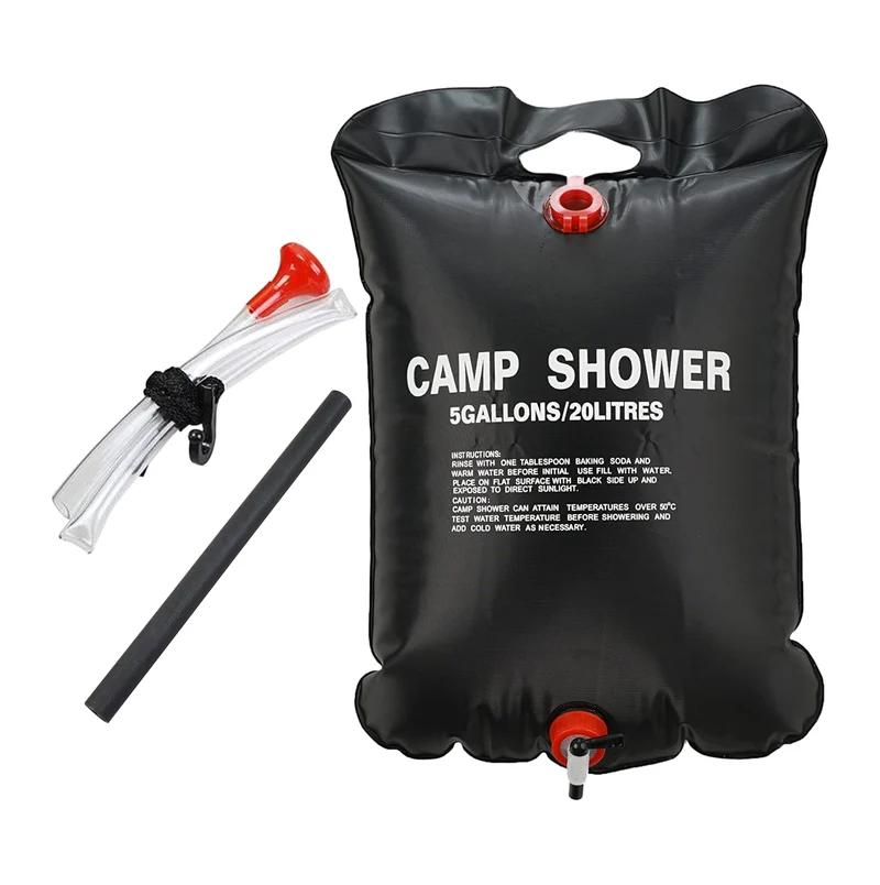 ARSUK Solardusche Camping 20L, Outdoor Warmwasser Aufhängen Duschsack Mit 45 °C Abnehmbarem Schlauch
