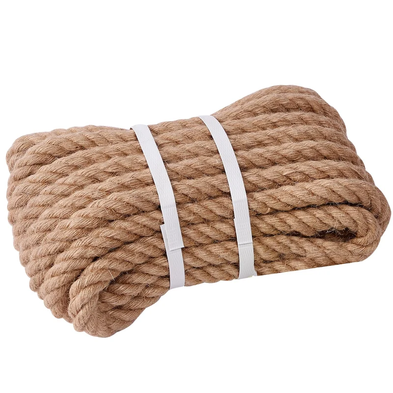 Juteseil 20mm 30M,Natürliche Hanfseil 4-Stränge Dicke Jute Schnur Gedreht Tauwerk Tau Seil für Garte