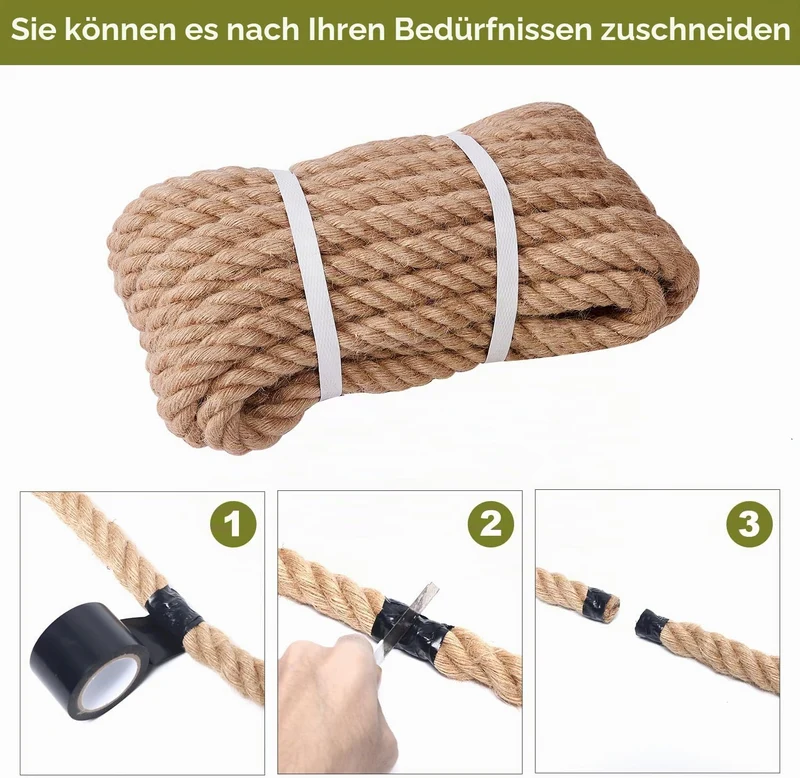 Juteseil 20mm 30M,Natürliche Hanfseil 4-Stränge Dicke Jute Schnur Gedreht Tauwerk Tau Seil für Garte