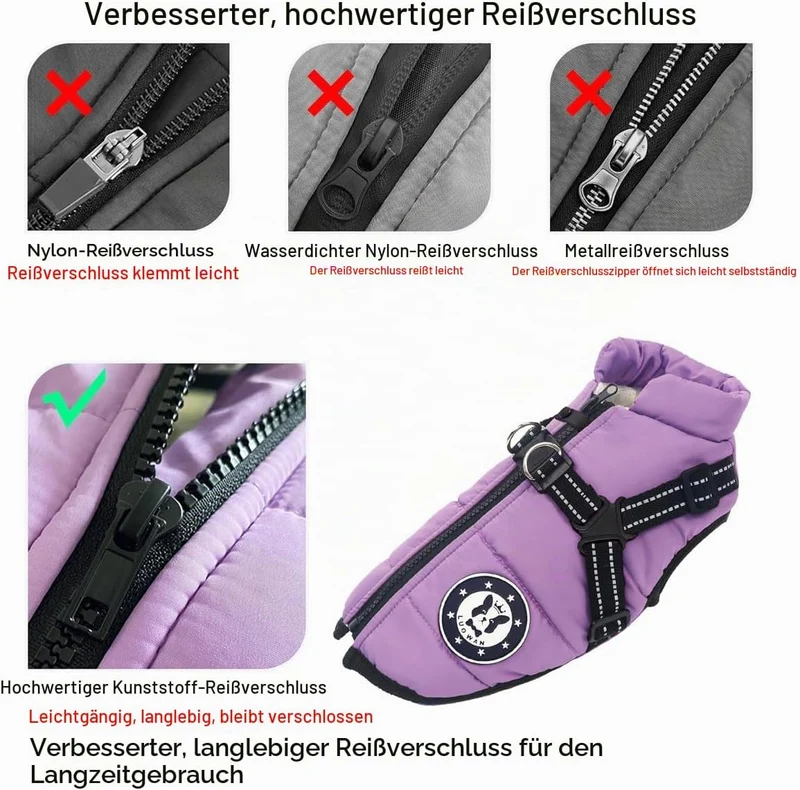 LUOWAN Hundemantel Wasserdicht, Hundemantel Französische Bulldogge, Warme Weste mit Hundegeschirr, V