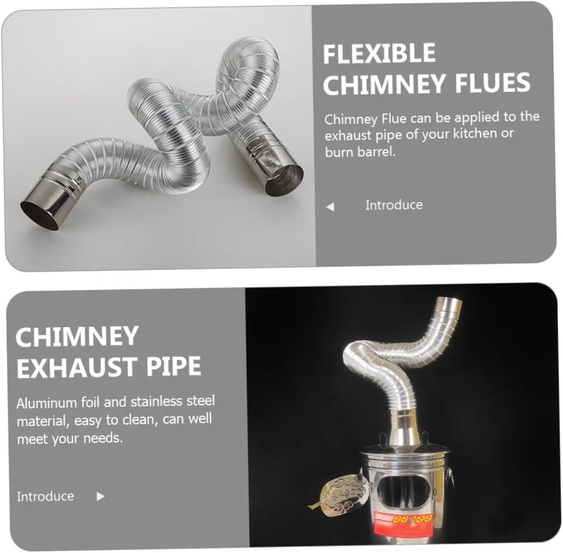 Homoyoyo Flexibles Edelstahl Kaminrohr Verlängerung Øcm Hitzebeständiges Metall Rauchrohr für Küchen