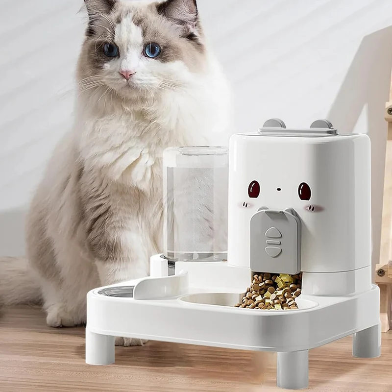 Katzenfutterautomat Und Wasserspender,2 In 1 Futterautomat Für Katzen | Abnehmbarer Trinknapf Für Hu