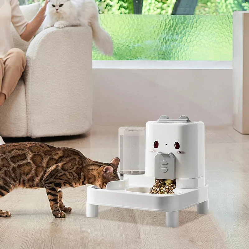 Katzenfutterautomat Und Wasserspender,2 In 1 Futterautomat Für Katzen | Abnehmbarer Trinknapf Für Hu