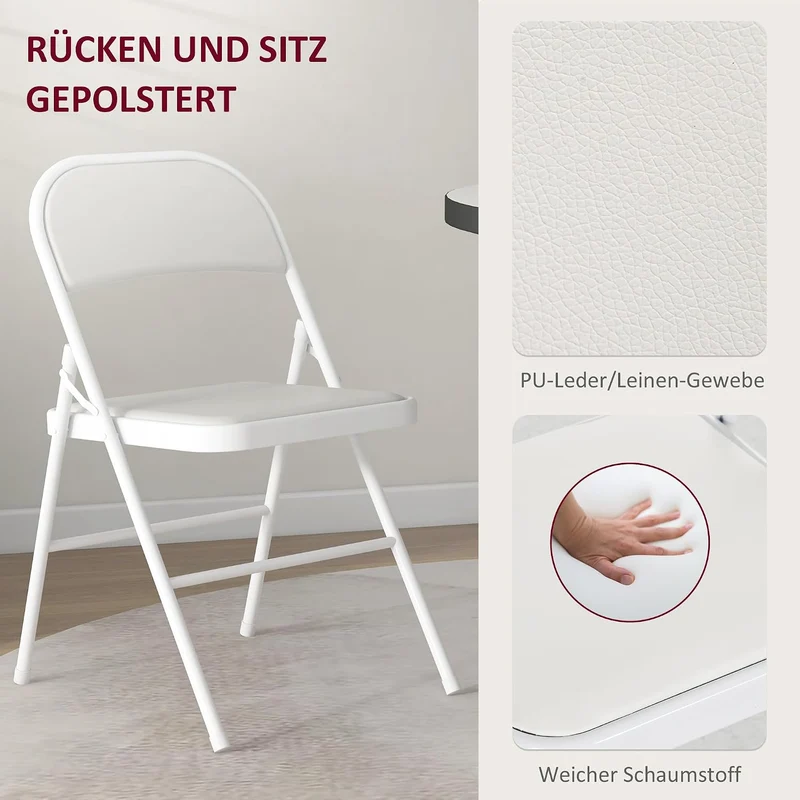 HOMCOM 4er Set Klappstuhl Campingstuhl mit Gepolsteter Rückenlehne, Klappbar Bürostuhl mit Stahlrahm