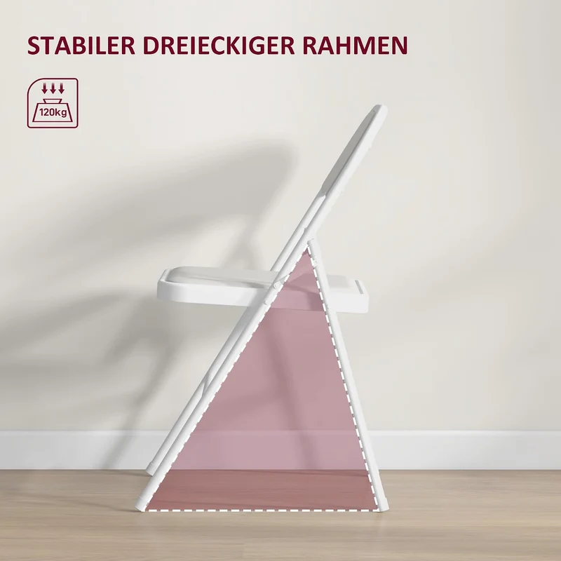 HOMCOM 4er Set Klappstuhl Campingstuhl mit Gepolsteter Rückenlehne, Klappbar Bürostuhl mit Stahlrahm