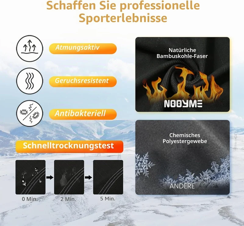 NOOYME Thermounterwäsche Damen Atmungsaktiv Thermowäsche Set Funktionswäsche Anti-bakteriell und Fle