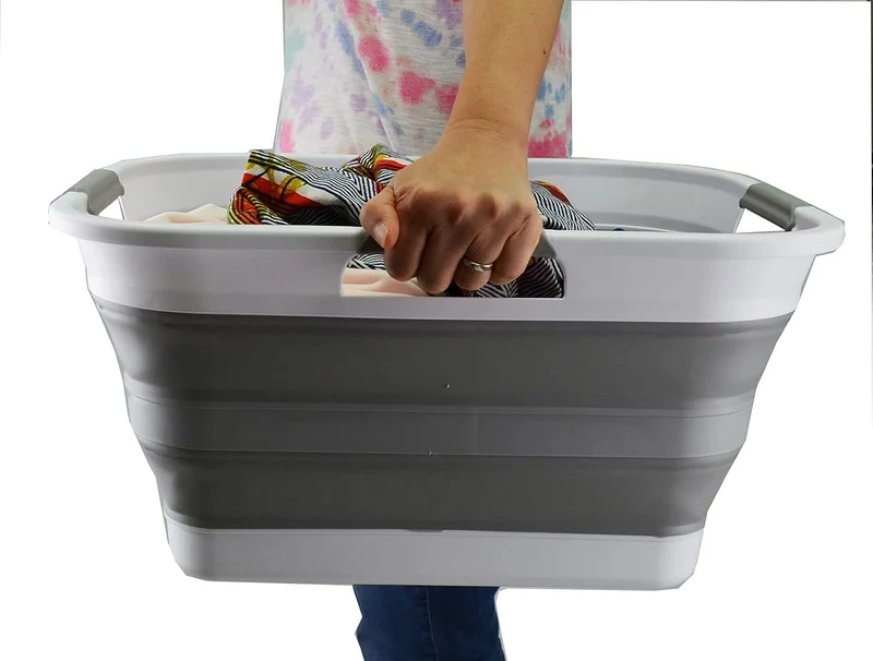 SAMMART 30L zusammenklappbarer Wäschekorb aus Kunststoff – faltbarer Pop-Up-Aufbewahrungsbehälter/Or